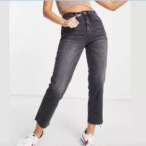 TOPSHOP Straight Leg Jeans Size W28 Graphite Gray Black Raw Hem